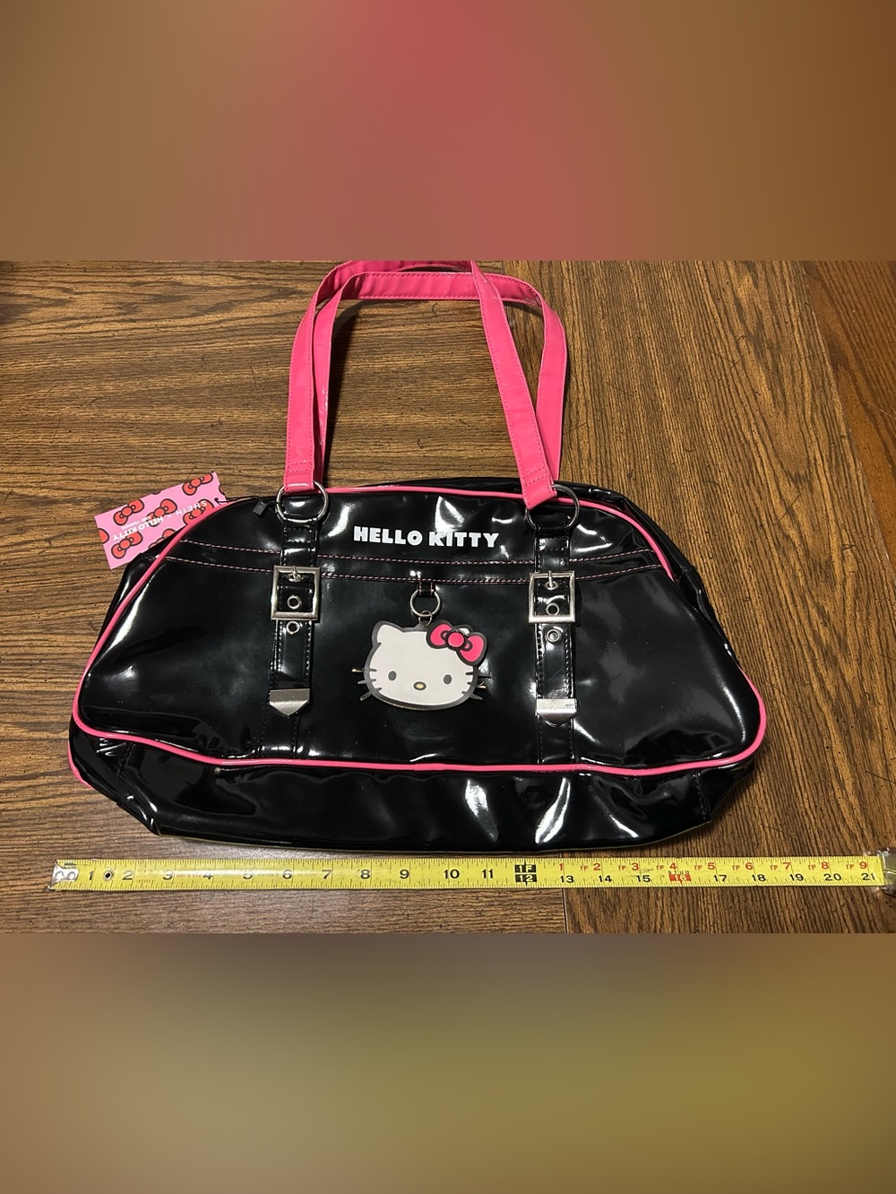 SHEIN x Hello Kitty Black and Hot Pink Shoulder Bag with Character Charm